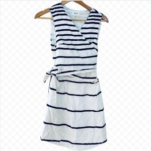 Faconnable Womens  size 36 Wrap Top Side Tie Dress Silk Cotton Blend Striped